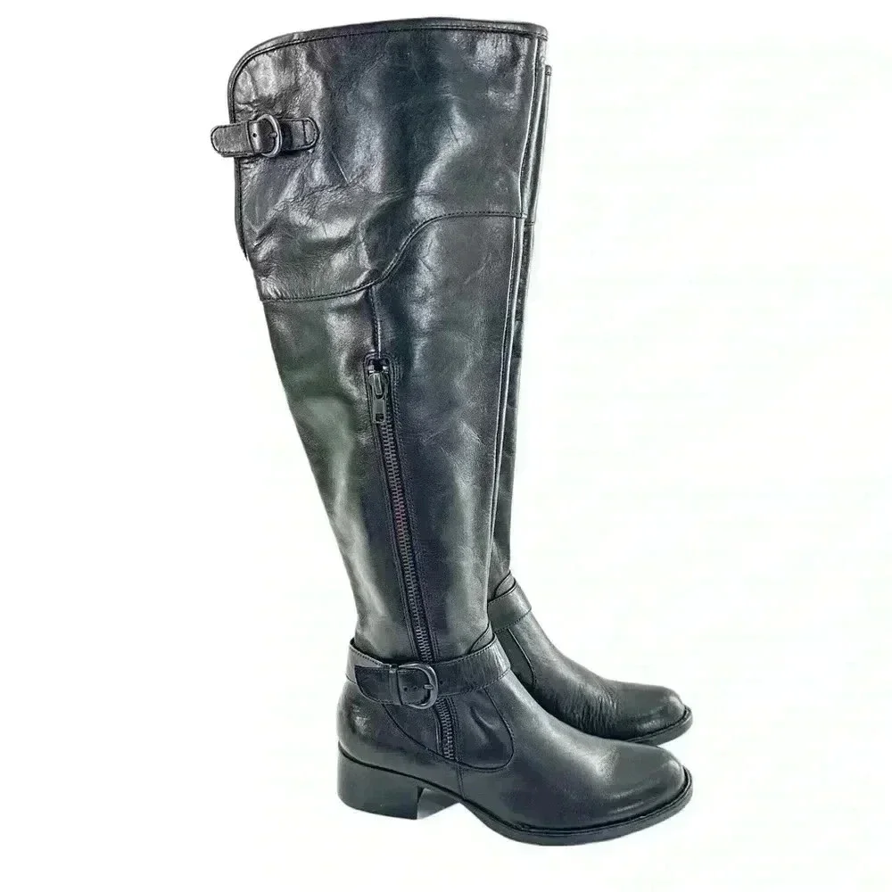 Born womens over the knee boots size 7.5 38.5 black leather Insulated